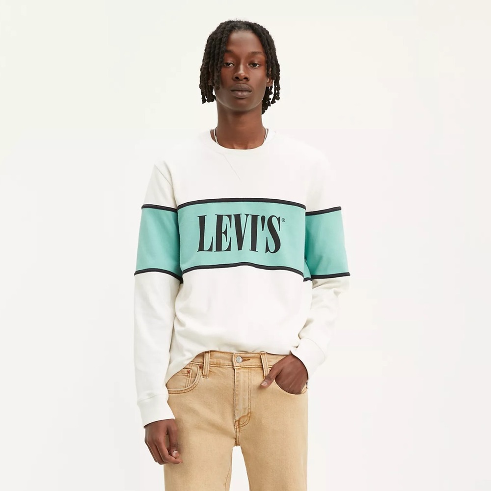Men’s Levi's White and Mint Logo Long Sleeve Top